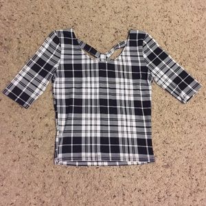 Black and white checkered top.