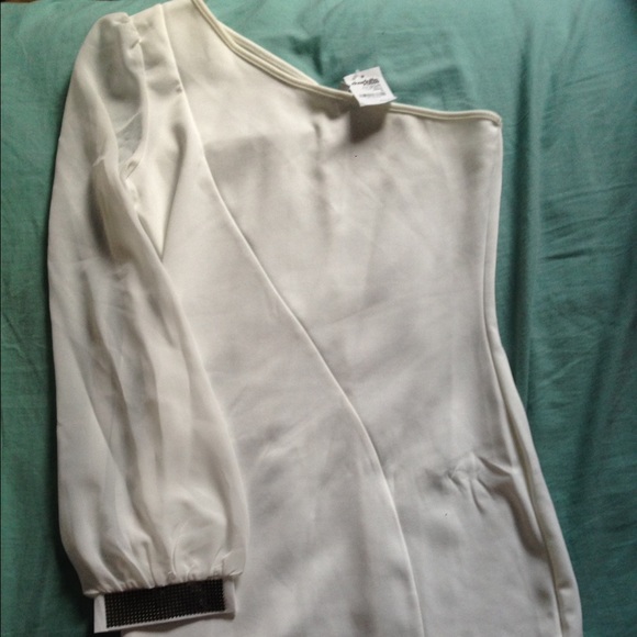 One shoulder never worn white dress