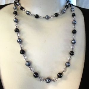 David Yurman black onyx and hematite necklace 40"