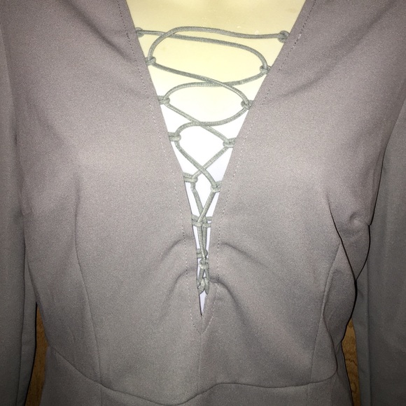 Missguided Grey Lace-Up Bodycon Dress - Picture 3 of 4