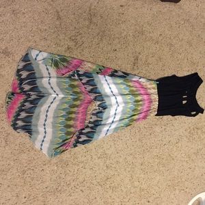 Multicolored high-low dress.