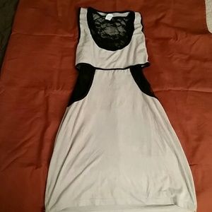 Floral lace and suede party dress