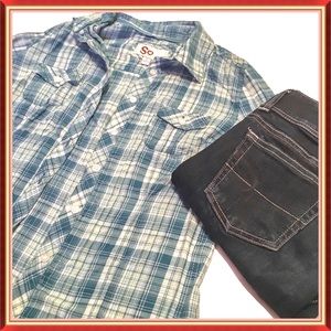 SO green plaid shirt