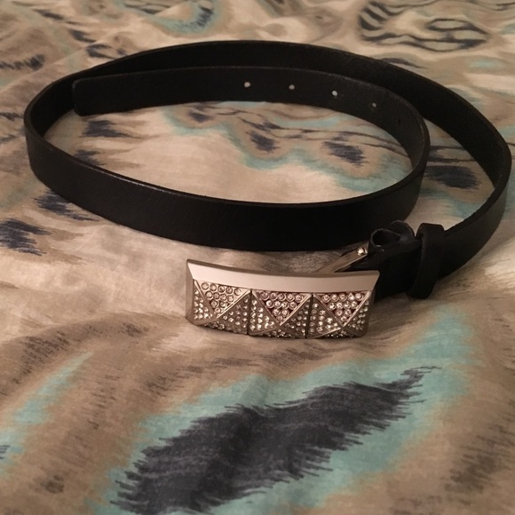 Michael Kors black and silver leather belt