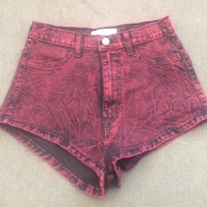 High waisted burgundy shorts