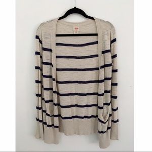 Navy and Tan Striped Cardigan