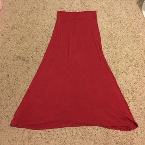 Maroon-red maxi skirt.