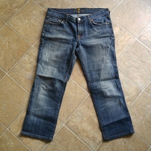 7 for all mankind cropped light wash denim pants