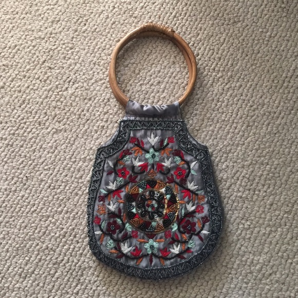 Beaded and embroidered handbag
