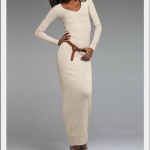 VS tan v neck maxi long sweater dress