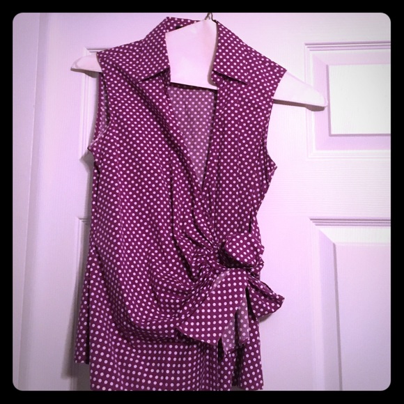 Criss cross polka dot sleeveless top