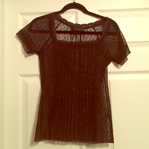 Sheer black polka dot top