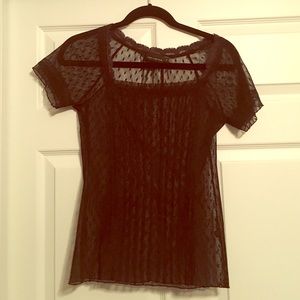 Sheer black polka dot top