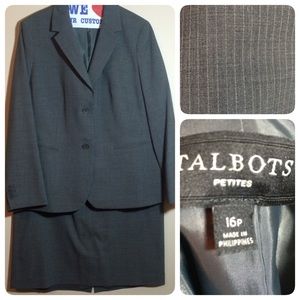 Talbots 16P Grey Pinstripe Skirt Suit