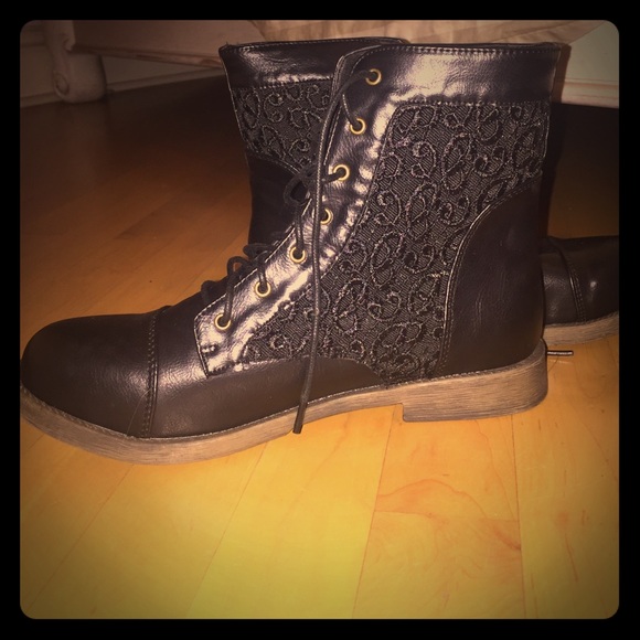 Black combat boots
