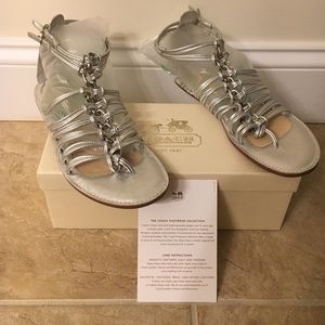 NEW IN BOX size 6 COACH silver gladiator sandals