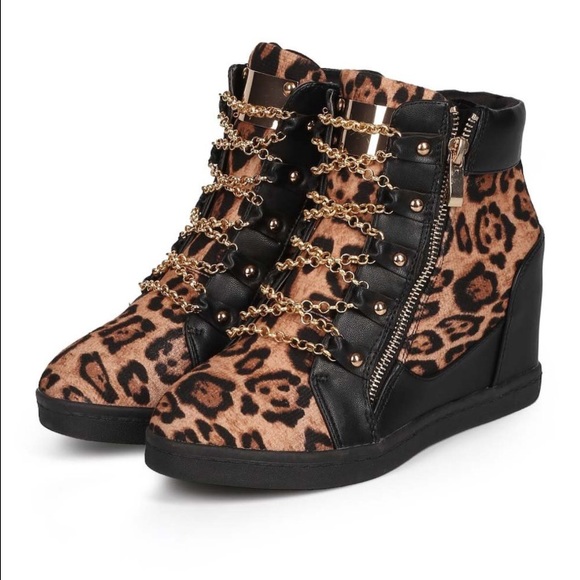 Leopard wedge sneakers