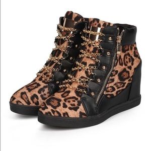 Leopard wedge sneakers