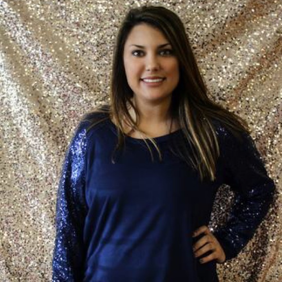 Navy Sequin Sleeve Sweatshirt
