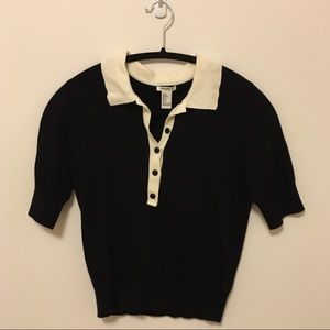 NWT Black & white sweater crop top
