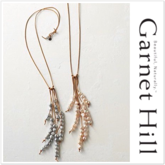 InDesign for Garnet Hill leather/pearl necklace