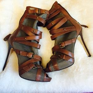 Brown Guess Leather and Mesh Booties