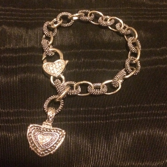 Silver toned heart bracelet