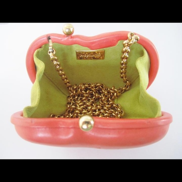 Evening Pochette Jane Bolinger RARE Bean Leather Shoulder bag Salmon Vintage - Picture 2 of 8