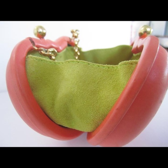 Evening Pochette Jane Bolinger RARE Bean Leather Shoulder bag Salmon Vintage - Picture 4 of 8