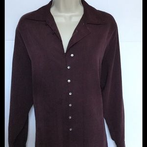 Silk purple/burgundy button up blouse by Express