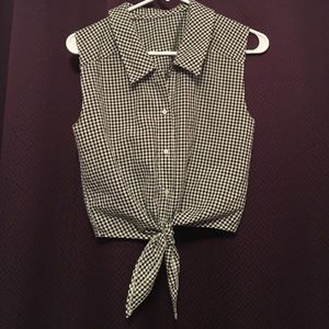 checkered, button up, tie up shirt