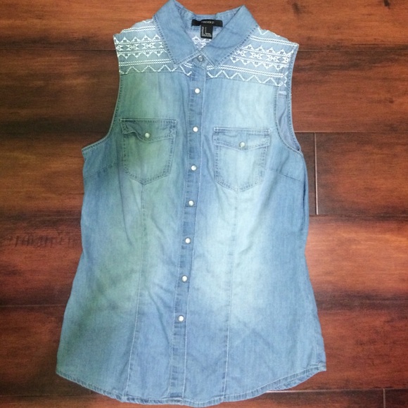 Denim button down tank