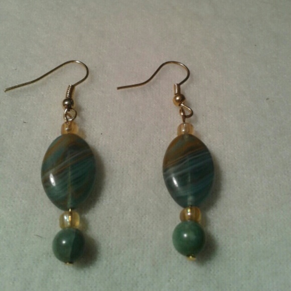 Green and Gold Colored Earrings