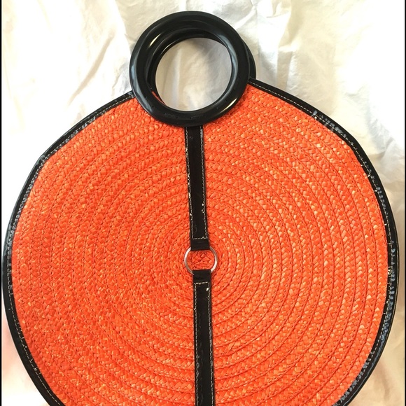 Straw handbag, orange, nwot