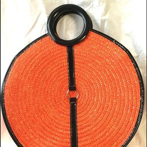 Straw handbag, orange, nwot