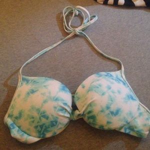 Blue and white bikini top