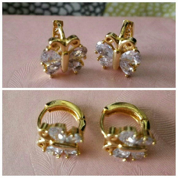 butterfly plated gold earrings