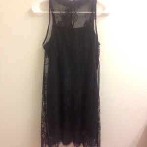 black lace slip dress