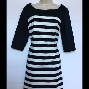 Dark blue and white striped Banana Republic dress