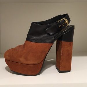 Suede/leather platform bootie sandals dolce vita