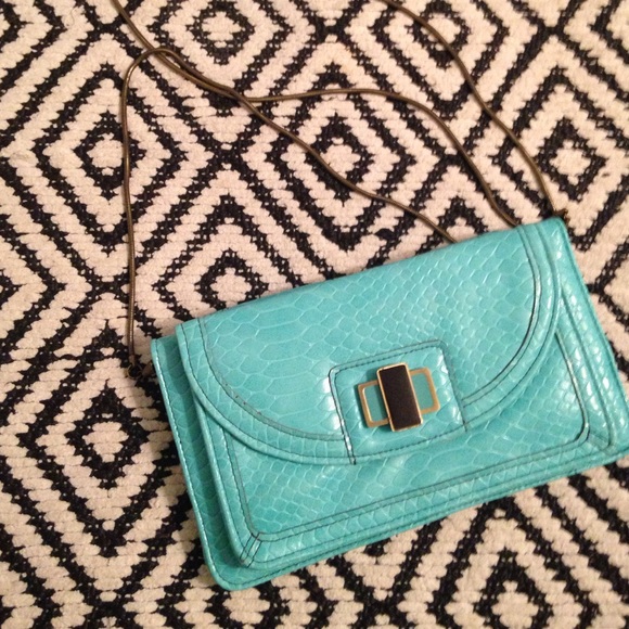 Jessica Simpson Turquoise Reptile Crossbody