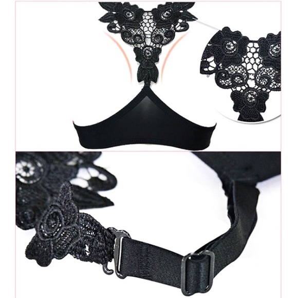 🎀Lacy Razor-back Push-up Bra - Black 34B - Picture 2 of 3