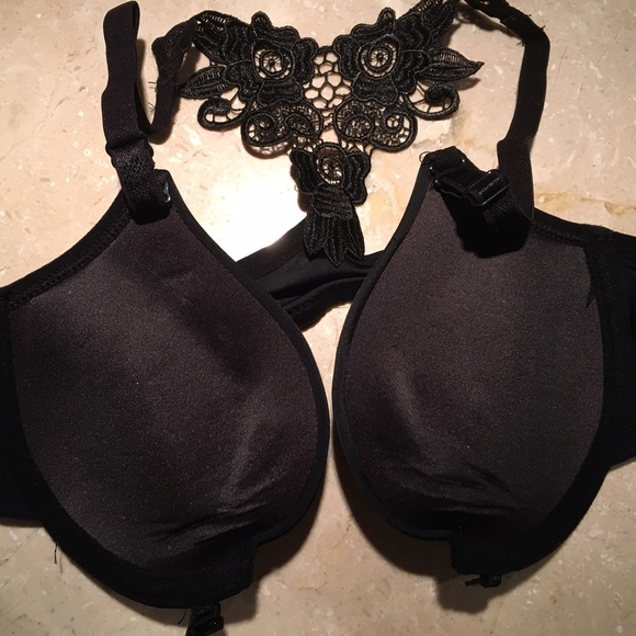 🎀Lacy Razor-back Push-up Bra - Black 34B - Picture 3 of 3
