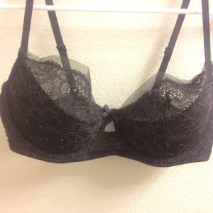 black lace balconette bra