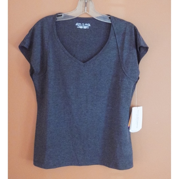 NWT Royal Robbins Briza Cap-Sleeve Grey Tee - Sz L
