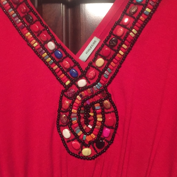 Red Beaded t-shirt dress