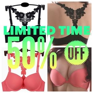 ‼️SALE‼️💟 Lacy Razor-back Push-up Bra - Pink 34B
