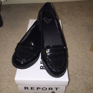 Black patent Loafer flats