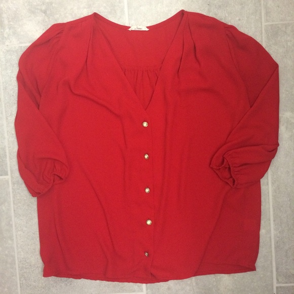 Red Boutique Button Up Blouse