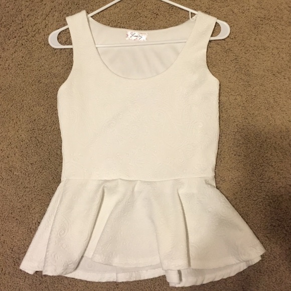Textured White Peplum